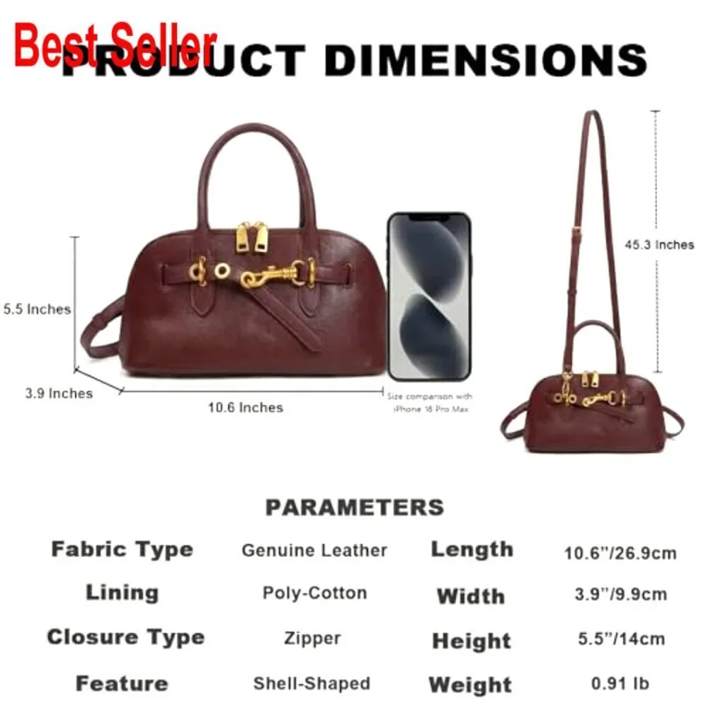 Genuine Leather Crossbody Bag Top Handle Satchel Shoulder Purse